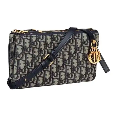 DIOR Jacquard Shoulder Bag, Crossbody Bag Mini Women's Blue