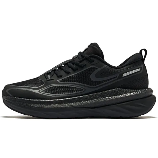 Erke Running Shoes Men Low-Top Jet Black Carbon Gray