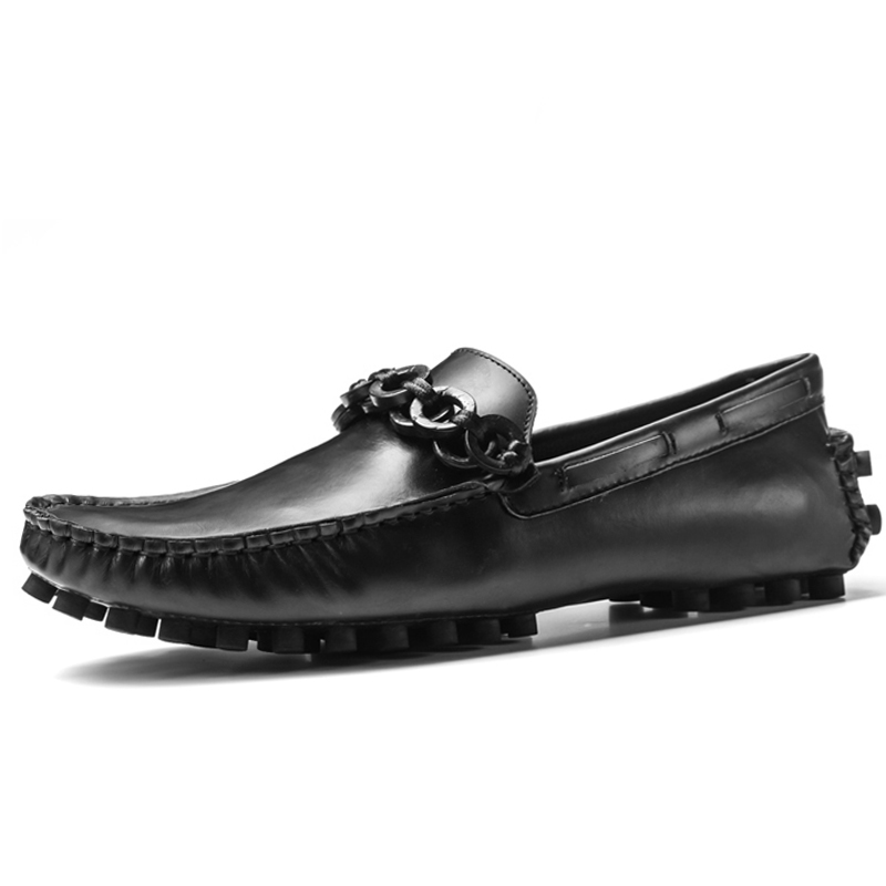 NORVINCY summer square toe wide feet fashionable spirit beanie shoes nightclub style breathable trendy low-top shoes genuine leather top layer cowhide business soft-soled loafers trendy men's solid color flat-toe black small leather shoes, same style for men and women
