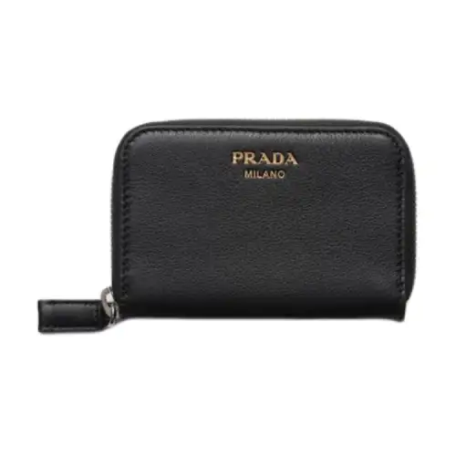 PRADA Leather Coin Purse Men's Black