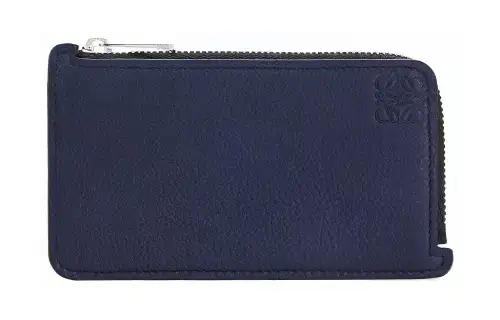 LOEWE Anagram Embossed Grained Calfskin Coin Card Holder Men's Blue