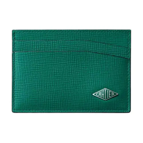 CARTIER Grain Calfskin Card Holder Unisex Green
