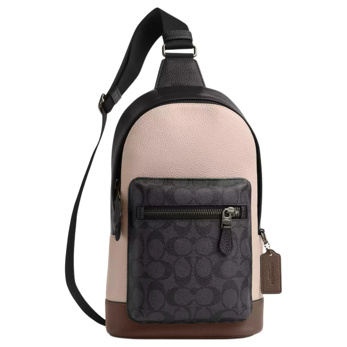 COACH West Coated Canvas With Pebbled Leather Shoulder Bag, Crossbody Bag, Fanny Pack, Sling Bag Small Men's