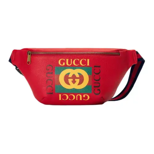GUCCI Leather One Shoulder Crossbody Sling Bag, Fanny Pack Large Unisex Red