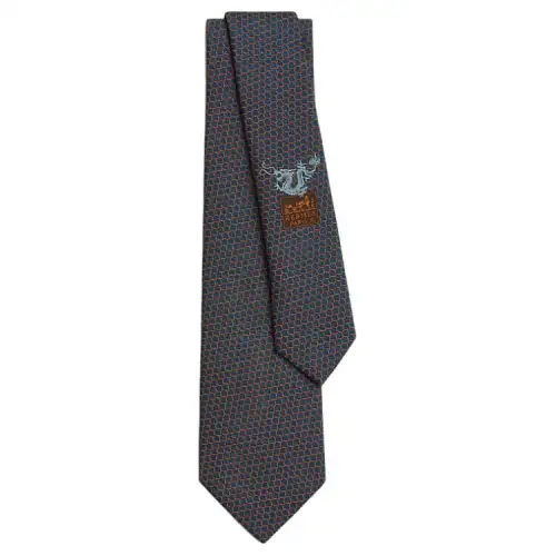 HERMES Silk Ties Men's Marine Blue