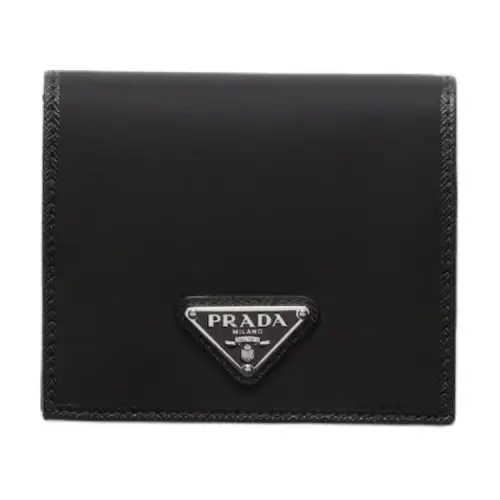 PRADA Saffiano Fabric With Leather Wallet Men's Black