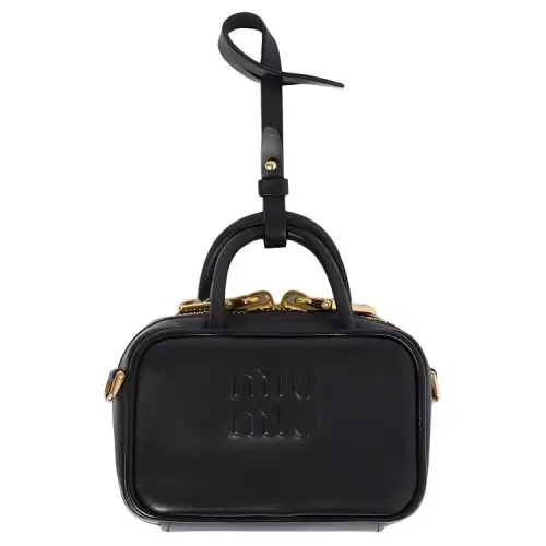 MIU MIU Leather Handbag, Shoulder Bag, Crossbody Bag Mini Women's Black
