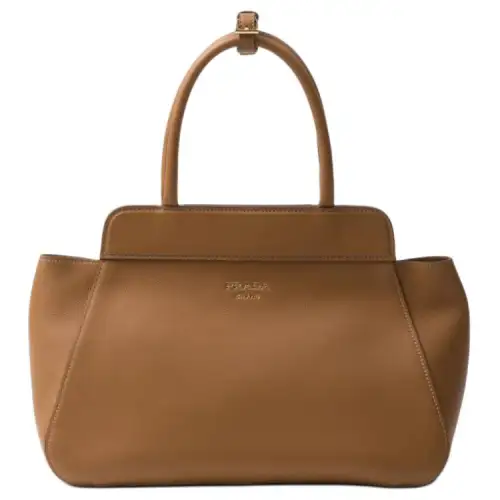 PRADA Leather Tote Bag, Shopping Bag, Shoulder Bag, Handbag Medium Women's Caramel