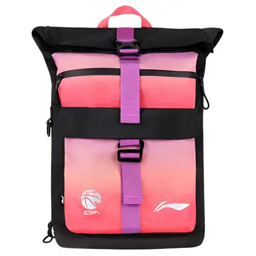 Li Ning Basketball Collection Polyester Backpack Regular Unisex Black Purple