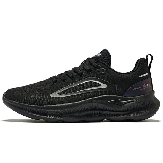 Erke Cushioned Wear-Resistant Breathable Low-Top Running Shoes Men's Jet Black Carbon Gray