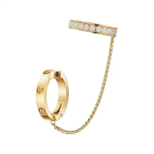 CARTIER LOVE Diamond 18K Gold Earrings Unisex Gold