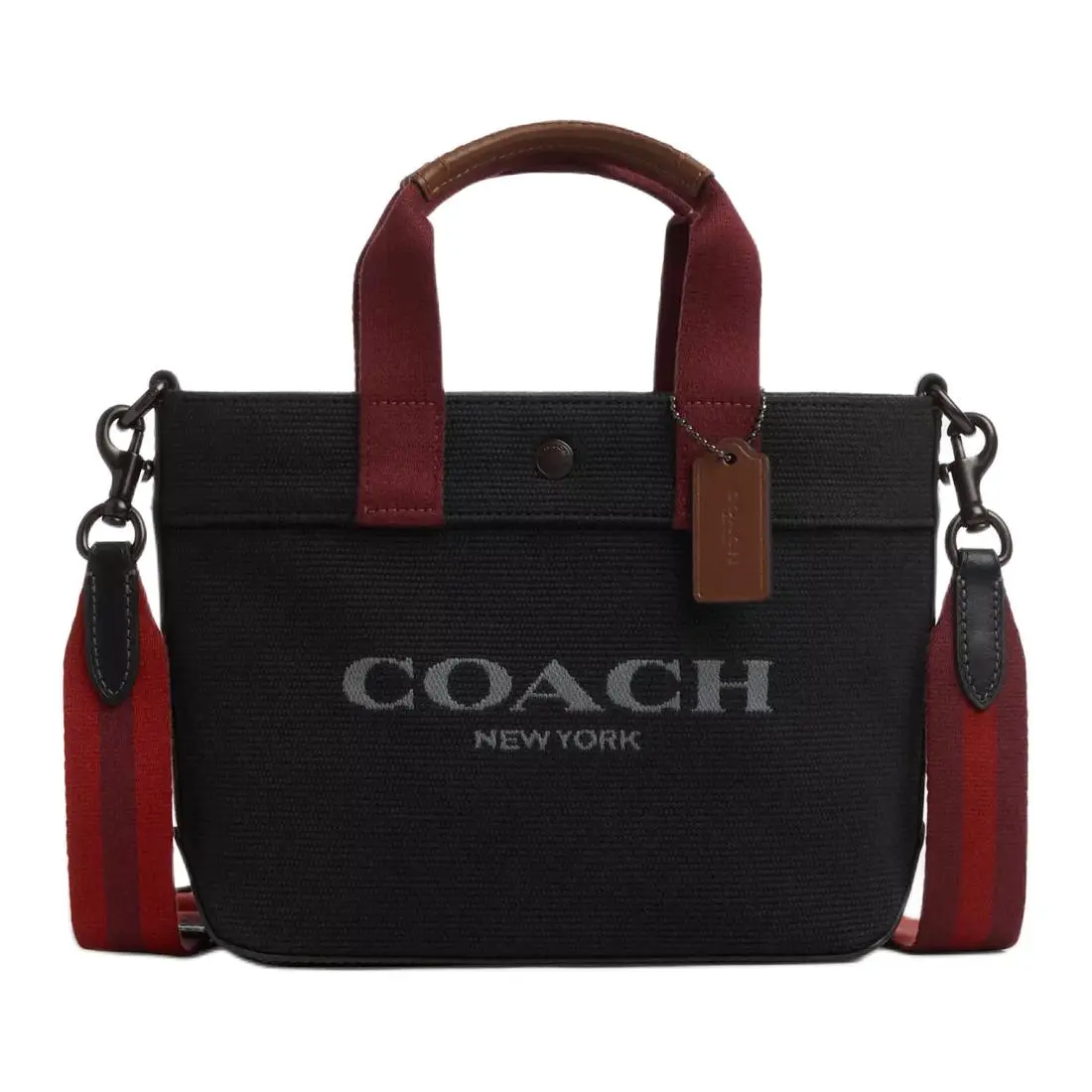 COACH Canvas With Smooth Leather Tote Bag, Shopping Bag, Shoulder Bag, Crossbody Bag, Handbag Small Men's Black