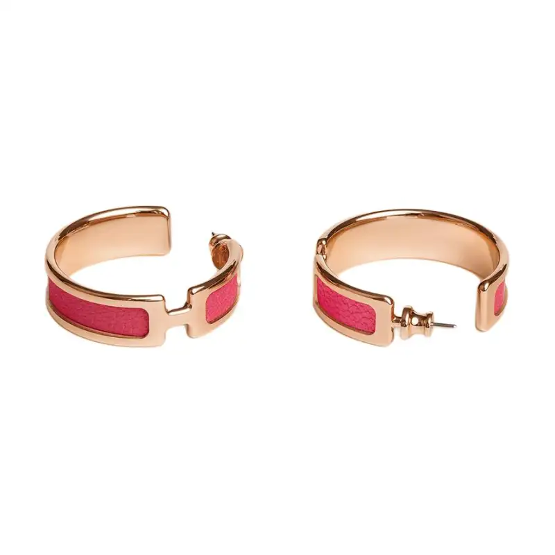 HERMES Metal Earrings Unisex Gold