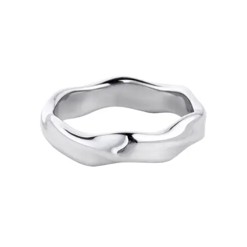 FOREVER MELODY Titanium Steel Rings Men's Silver