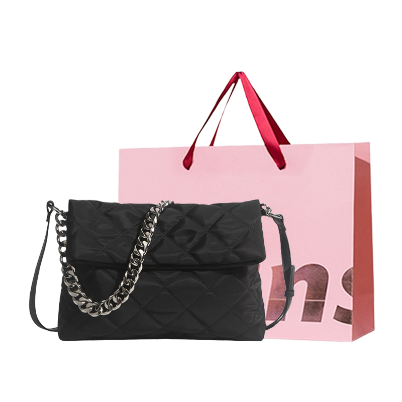 WHEELY BABY Nylon Fabric Tote Bag, Shopping Bag, Shoulder Bag Women's Black