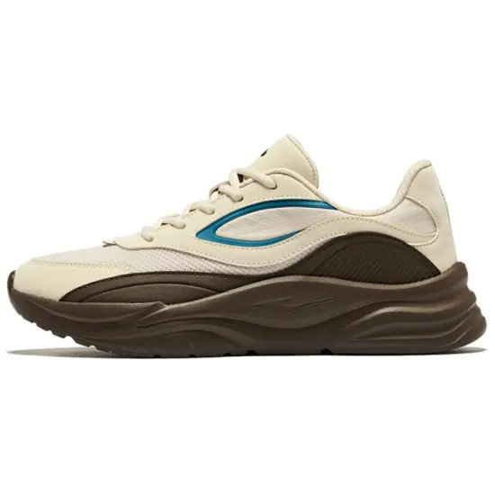 Erke Manxin Casual Shoes Men Low-Top Warm Linen/Dark Mahogany