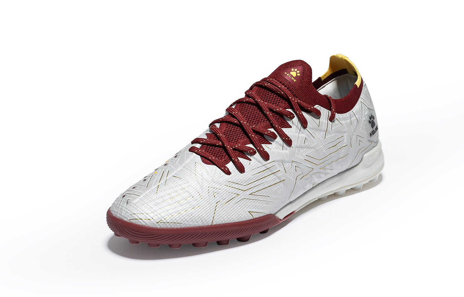 KELME Lightning 3.0 TF Turf Soccer Shoes Unisex White Gold