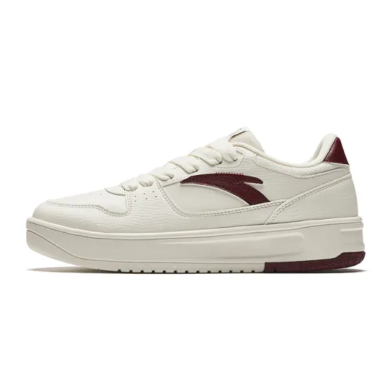 Anta Lightweight White Sneakers Height Increasing Lightweight Low-Top Skateboard Shoes Women's Bright Red