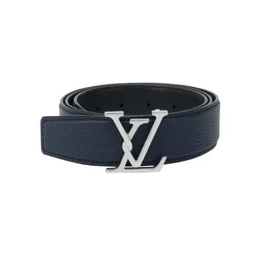 LOUIS VUITTON Belt Leather Belts Unisex Blue Width 3.5cm