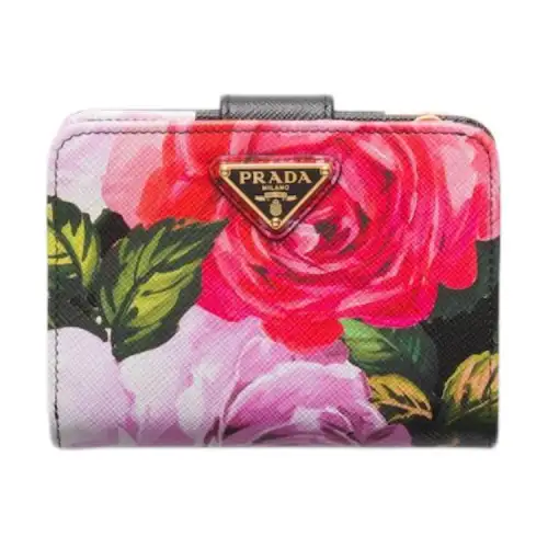 PRADA Saffiano Leather Wallet Women's Black
