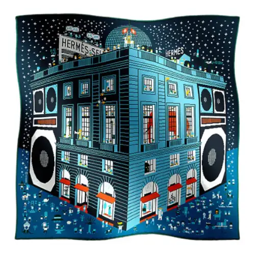HERMES Mulberry Silk, Silk Scarves Men's Sky Blue