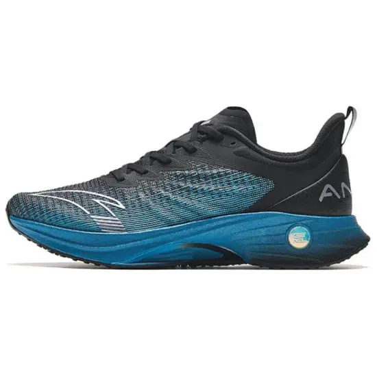 Anta Cushioned Slip-Resistant Low-Top Casual Running Shoes Men's Black Blue