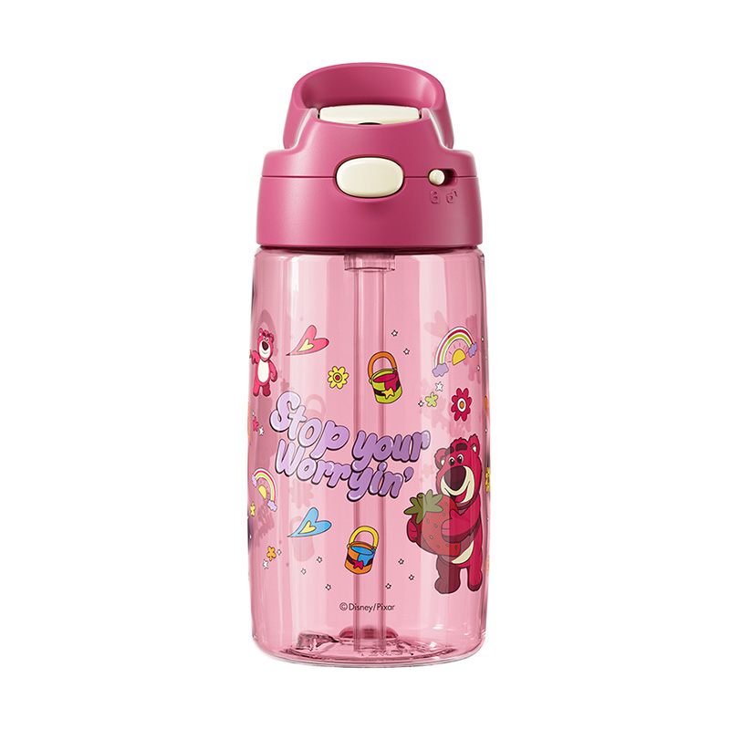 Disney Disney, plastic strawberry with glass, high quality portable glass to go out, “Frozen”, Spiderman, 500 ml, 450 ml