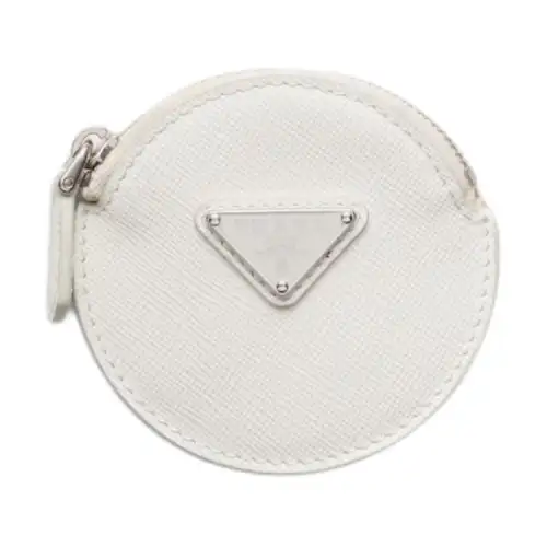 PRADA Saffiano Leather Coin Purse Women's White