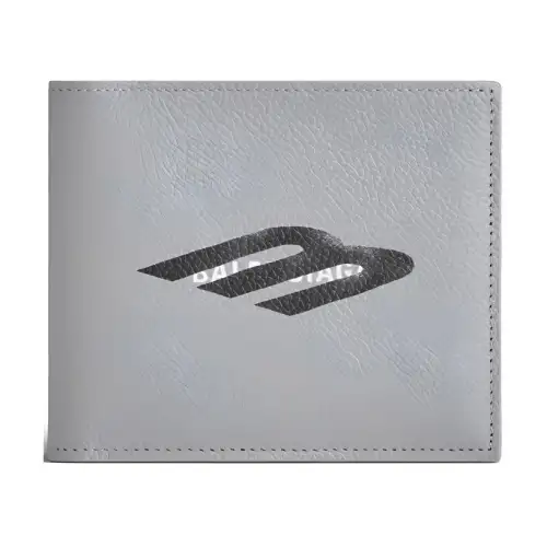 Balenciaga Cash Grained Calfskin Wallet Men's Gray