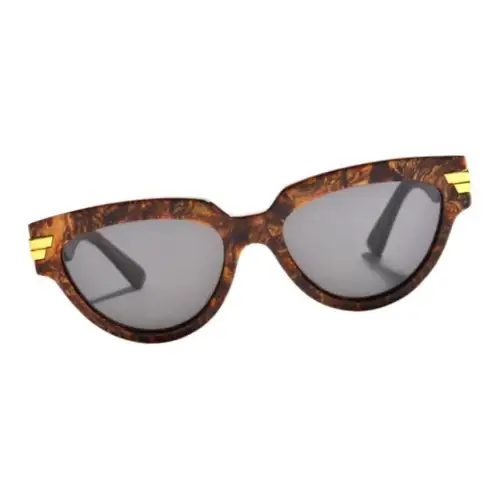 Bottega Veneta Acetate Irregular Shape Sunglasses Women's Brown