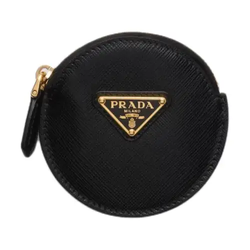PRADA Saffiano Leather Coin Purse Women's Black