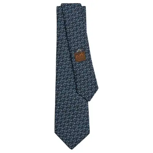 HERMES Mulberry Silk Ties Men's Blue