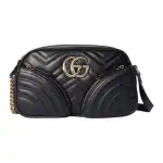 GUCCI GG Marmont Leather Crossbody Bag, Shoulder Bag Women's Black