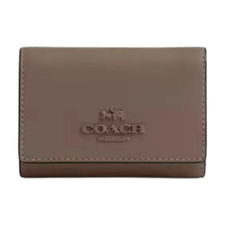 COACH Micro Refined Calfskin Wallet Women's Dark Stone Color