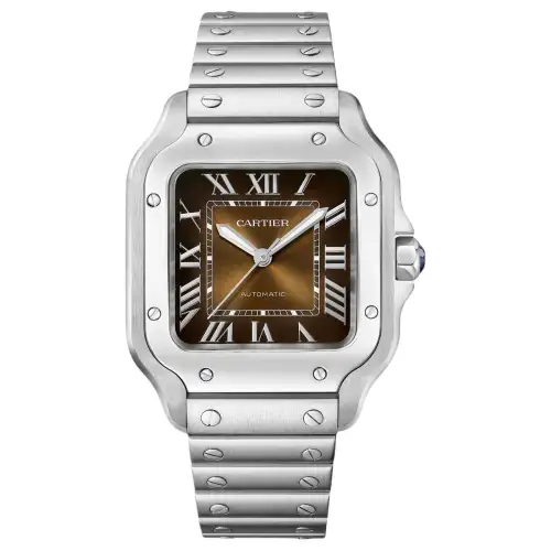 CARTIER Santos De Cartier Automatic Mechanical Movement 100m Waterproof Unisex Watch 35.1mm Brown Watch Dial
