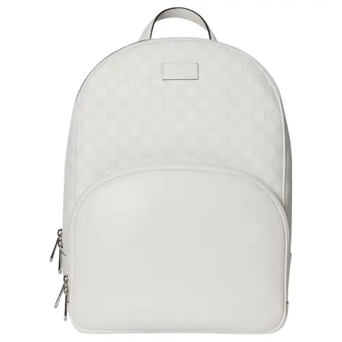GUCCI Canvas With Leather Trim Backpack Medium Men's White