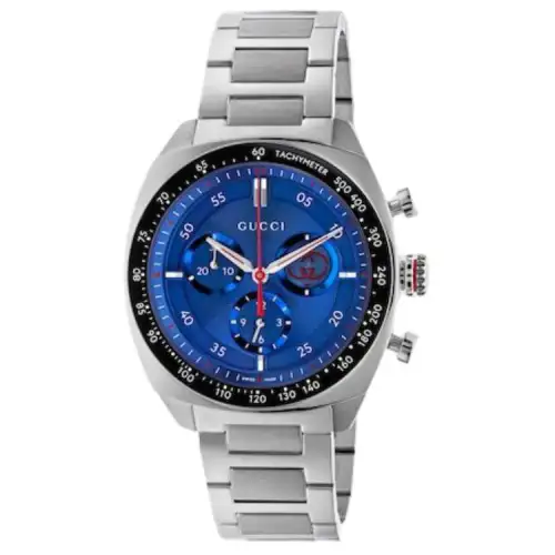 GUCCI Interlocking Collection Wrist Watches Quartz Movement Stainless Steel Watchband 41mm Blue Dial Men's Watches