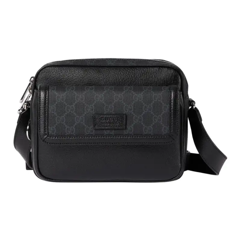GUCCI Leather Shoulder Bag, Crossbody Bag Small Unisex Black