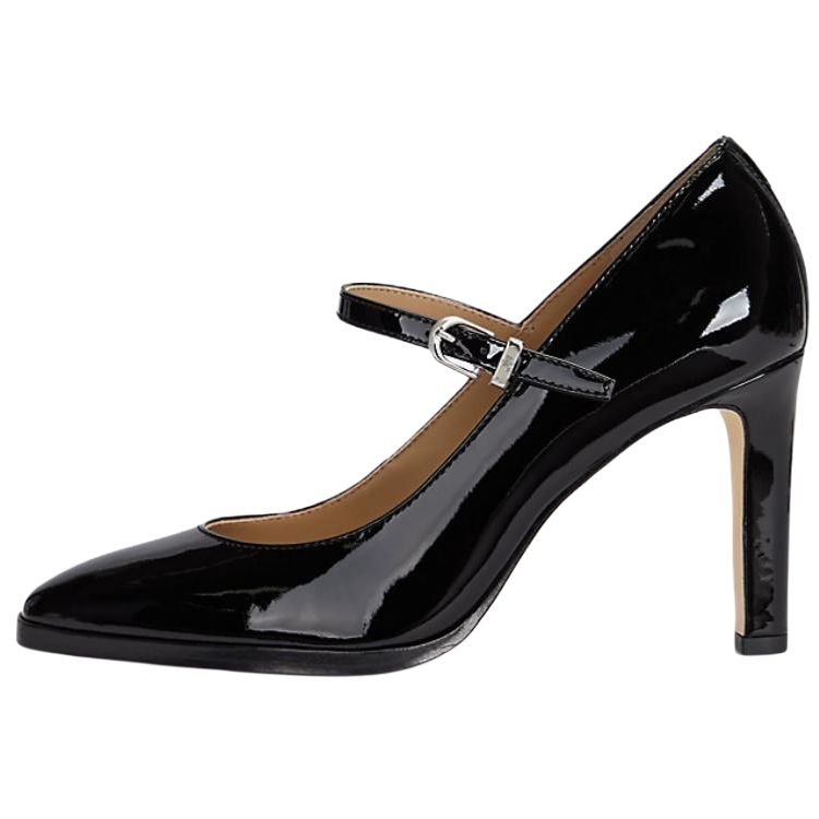 LAUREN RALPH LAUREN Лаковая кожа Квадратная голова с застежкой Туфли Мэри Джейн на шпильке 8,5 см женский черный