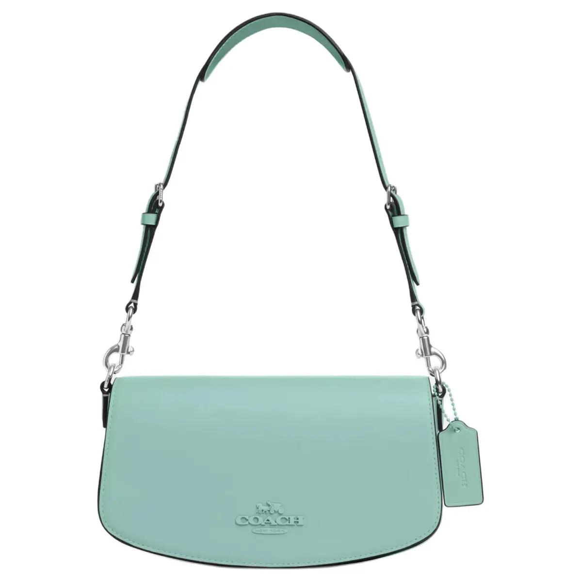 COACH Cow Leather Crossbody Bag, Shoulder Bag Medium Women's Silver & Faded Blue