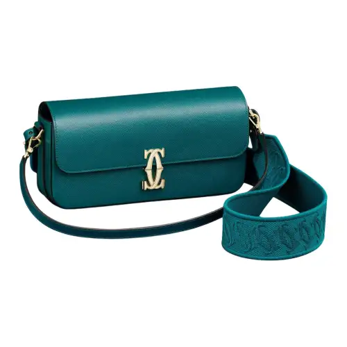 CARTIER C De Cartier Collection Calfskin Shoulder Bag, Crossbody Bag Regular Women's Gasoline Blue