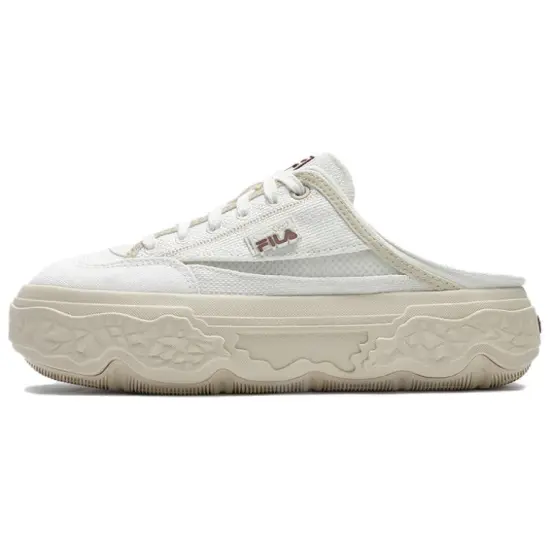 FILA Rock Canvas Shoes Women's Low-Top Light White/Brown/Beige
