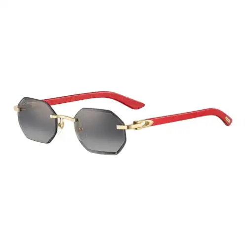 CARTIER Rosewood Irregular Shape Sunglasses Unisex Red