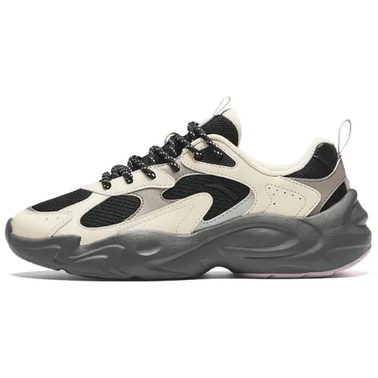 ANTA Life Collection Casual Shoes Women's Low-Top Black/Oatmeal White/Pine Smoke Gray