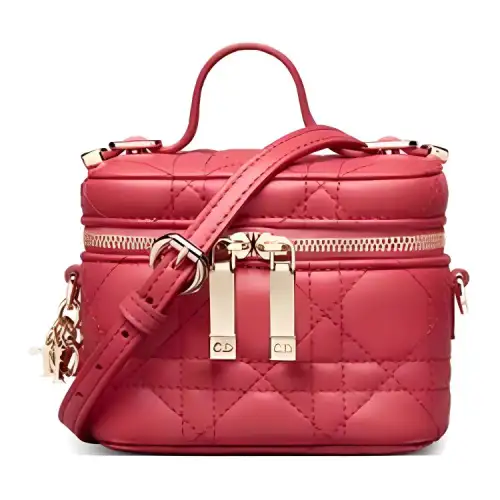 DIOR Lady Dior Lambskin Makeup Bag Women's Berry Pink