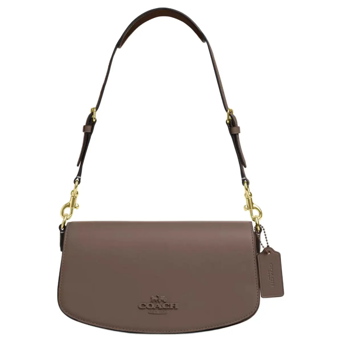 COACH Refined Calfskin Handbag, Shoulder Bag Medium Women's Dark Stone Color