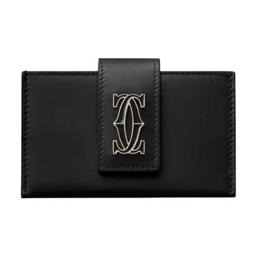 CARTIER Calfskin Card Holder Women's Black