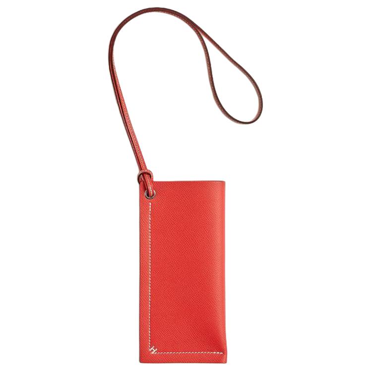 HERMES H Sellier Epsom Calfskin Eyeglass Pouch Medium Women's R1 Terre Battue Red Earth