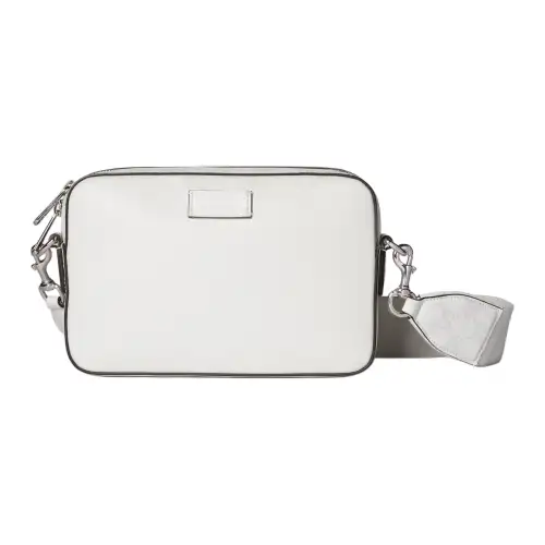 GUCCI Leather With Canvas Trim Shoulder Bag, Crossbody Bag Small Men's White
