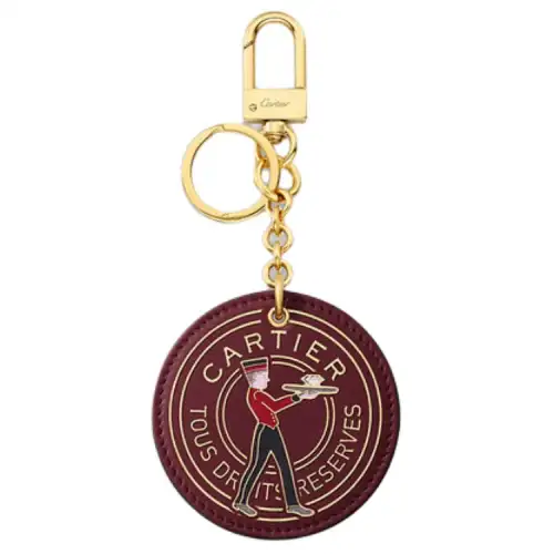 CARTIER Calfskin Keychains Unisex Burgundy